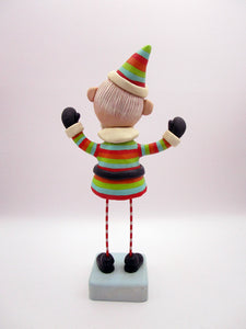 Christmas folk art colorful cheery Santa with out-stretched arms
