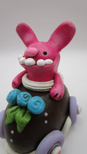 Easter folk art "chocolate candy" egg with monster bunny rider
