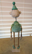 Wacky character 12 inches tall teal with fine crackle and red nose