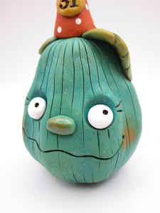 Halloween pumpkin character in teal with 31 hat