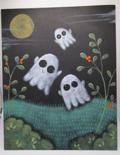 Halloween three ghosts painting 8x10 flat canvas