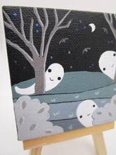 Halloween painting 3 x 3 with free easel THREE ghosts