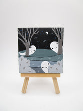 Halloween painting 3 x 3 with free easel THREE ghosts