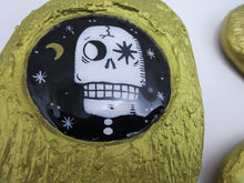 Halloween wall art skelly, pumpkin and ghost - one of a kind Halloween folk art SET OF THREE