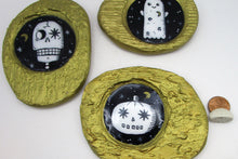 Halloween wall art skelly, pumpkin and ghost - one of a kind Halloween folk art SET OF THREE