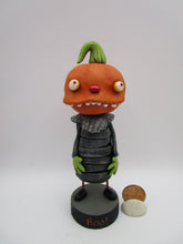 Halloween folk art "toothy" Pumpkin character mummy wrap body - one of a kind, signed art