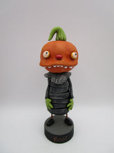 Halloween folk art "toothy" Pumpkin character mummy wrap body - one of a kind, signed art