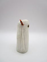 Halloween folk art spooky ghost with orange and black horns