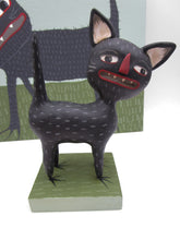 Halloween black cat SET of TWO with black cat sculpt and painting