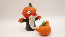 Halloween folk art old man pumpkin and little pumpkin boy