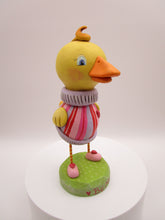 Valentines day cute duck with striped Valentine color sweater