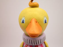 Valentines day cute duck with striped Valentine color sweater