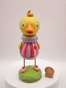 Valentines day cute duck with striped Valentine color sweater