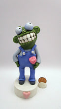 Valentine love ZOMBIE with pink rose and overalls