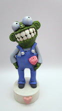 Valentine love ZOMBIE with pink rose and overalls