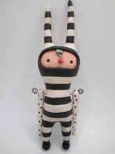 WALL piece black white striped character articulated arms wacky character