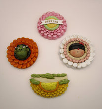 Spring folk art WALL FLOWER cute masked girl with gold earrings