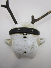 Masked Wall Spirit with Wood Antlers - one of a kind signed