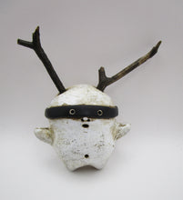Masked Wall Spirit with Wood Antlers - one of a kind signed