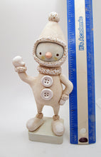 Christmas folk art snowman cream and white so festive with his lightly textured suit