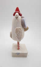Christmas folk art white OWL with Santa hat