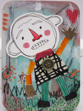 Wild man ACEO thick wood collage style wacky art