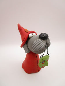 Halloween folk art Dog wearing a witch costume