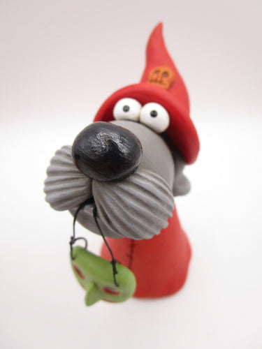 Halloween folk art Dog wearing a witch costume