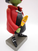 Halloween folk art witch with moon stick and pumpkin bucket