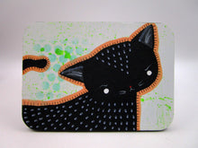 Halloween black cat acrylic painting ACEO ready to hang 2.5x3.5 size