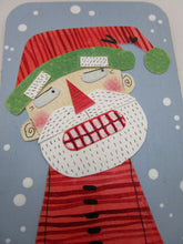 Christmas creepy Santa - watercolor collage art 2.5 x 3.5 ACEO size original art