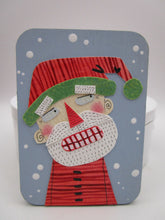 Christmas creepy Santa - watercolor collage art 2.5 x 3.5 ACEO size original art