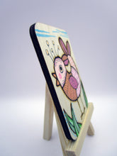 NEW wood art card pink bird pyrography
