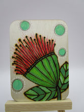 NEW wood art card flower and leaf pyrography painting