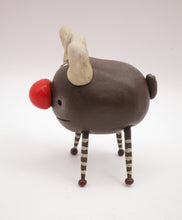 Christmas folk art small reindeer character with wood legs