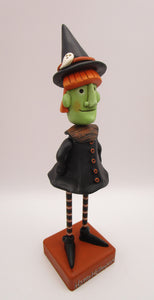 Halloween folk art tall witch with wood legs