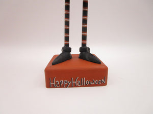 Halloween folk art tall witch with wood legs