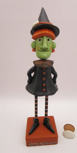 Halloween folk art tall witch with wood legs