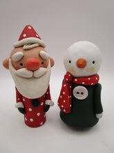 Christmas folk art cute snowman - snowgirl with wood body - Signed original art