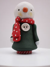 Christmas folk art cute snowman - snowgirl with wood body - Signed original art
