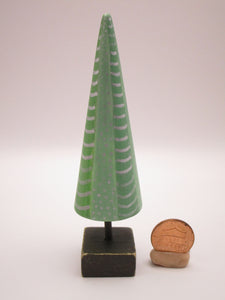 Christmas wood tree two tone green with silver trim and prim base