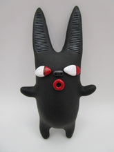 Wall Spirit Folk Art Sculpture – Black Tall-Eared Creature - one of a kind, signed