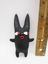 Wall Spirit Folk Art Sculpture – Black Tall-Eared Creature - one of a kind, signed