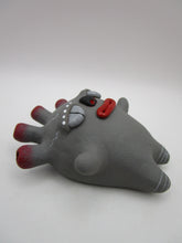 Wall Spirit Folk Art Sculpture – Gray Character with Red Accent - one of a kind, signed