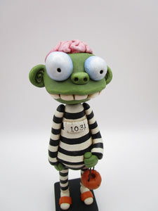 Halloween folk art Zombie in jail attire
