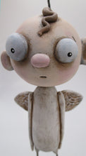 Sad yet sweet angel with twisted wire halo and charm - paper clay