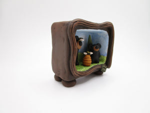 NEW design Bear and Bees small diorama - collage box with scene LOOK