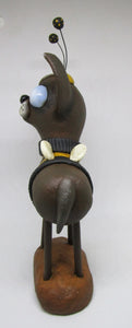 Large folk art style dog wearing a BEE outfit - Springtime valentine sale