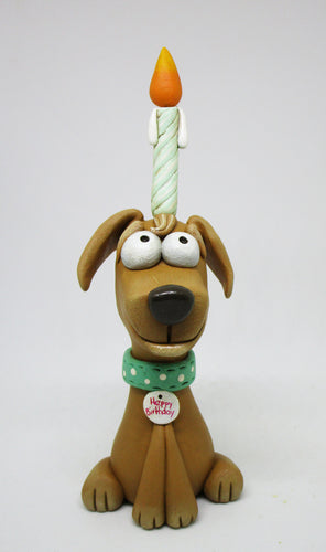 Happy Birthday Dog with Candle on his head Wacky Character