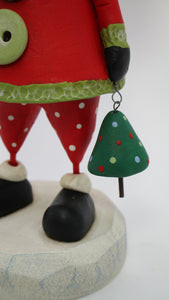 Christmas folk art Black Santa Claus with Christmas tree charm
